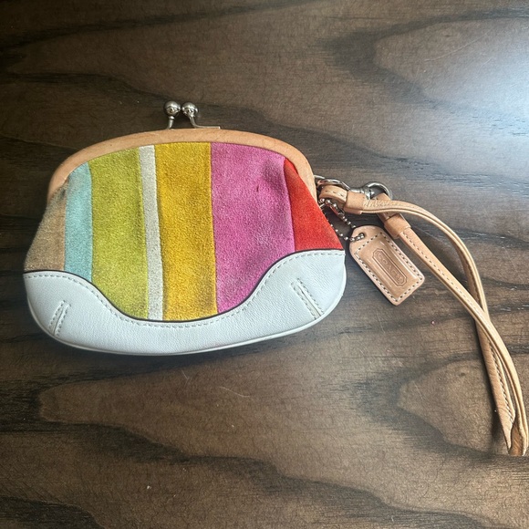 Coach Handbags - Coach Multicolor Legacy Suede Kisslock Coin Purse
